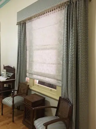 Roman blinds and drapes